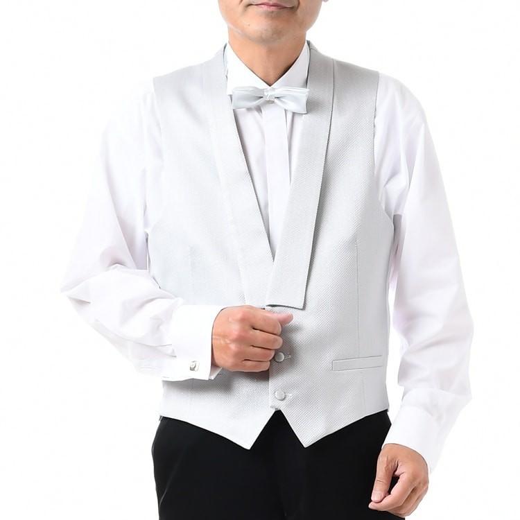 演奏会の指揮者のシルバーグレー色のえり付きフォーマルベスト : GHK