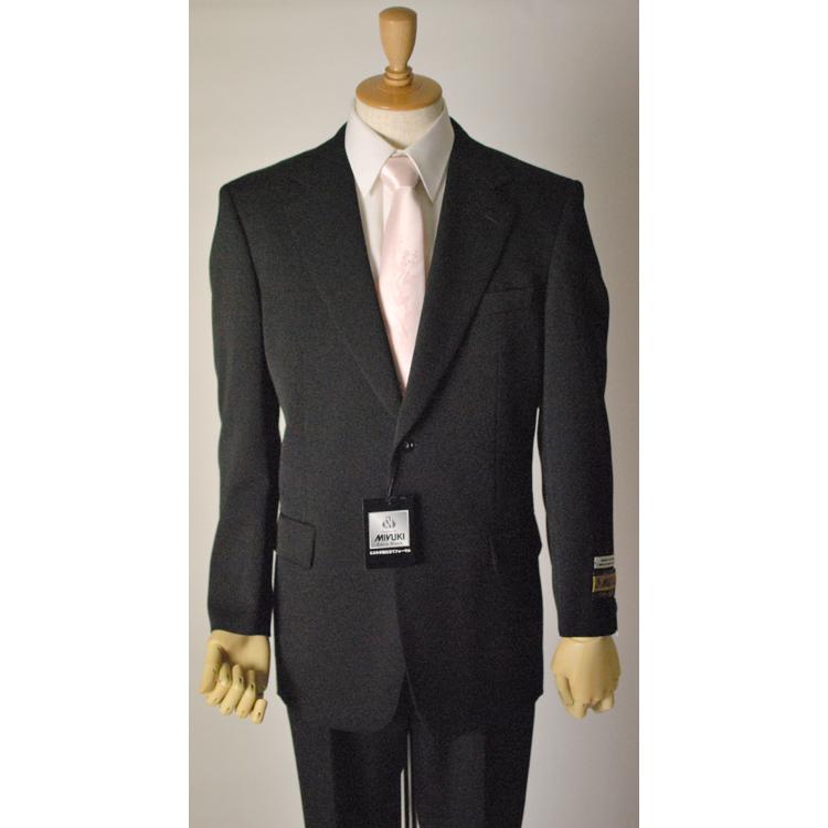 MIYUKITEX 日本製 合服 秋冬梅春用シングル2Bブラックスーツ RM13010