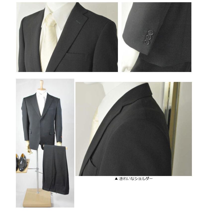 A7 A8 A9 AB4サイズのみ 日本製 合服ウール99％シングル2BブラックスーツRM16100 ワンタック アジャスター付き 礼服 喪服 冠婚葬祭 結婚式 葬式 葬儀の画像