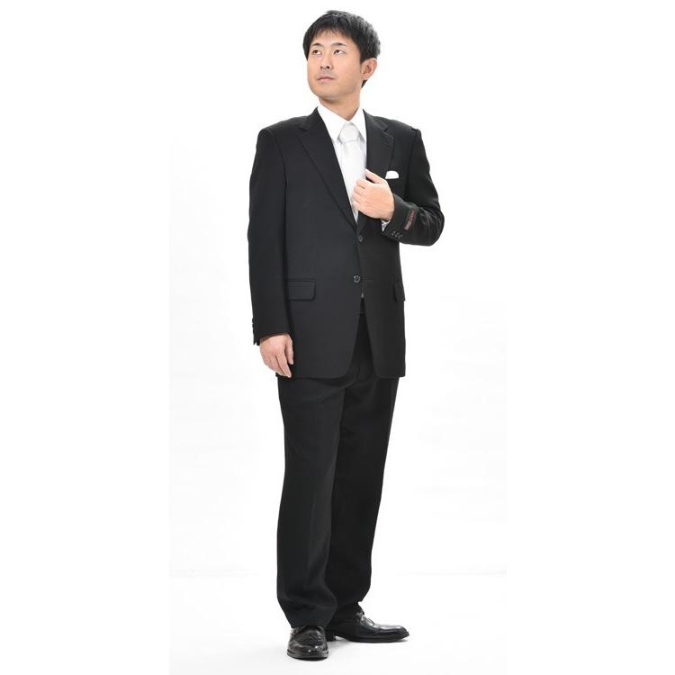 A7 A8 A9 AB4サイズのみ 日本製 合服ウール99％シングル2BブラックスーツRM16100 ワンタック アジャスター付き 礼服 喪服 冠婚葬祭 結婚式 葬式 葬儀の画像