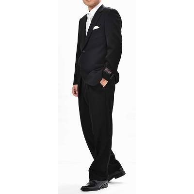 ブラックフォーマルシングルスーツ　アジャスター付き　A6 礼服冠婚葬祭 日本製 合服 ウール99％ ブラックシングルスーツ RM6412 ワンタック