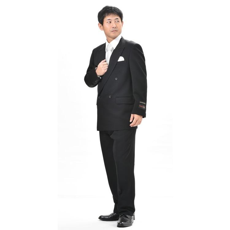 秋冬用ウール99％ダブル礼服ブラックスーツRM6806 ワンタック喪服