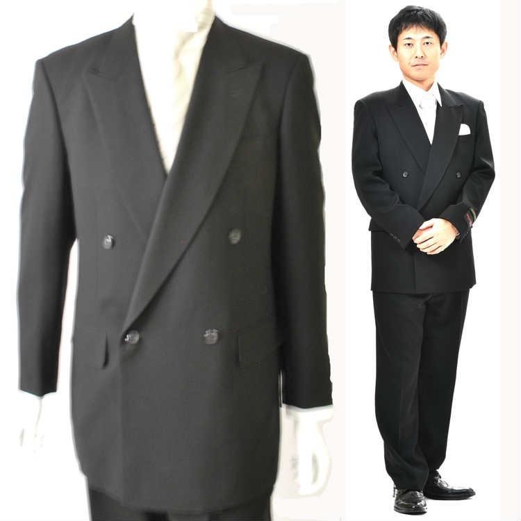 春夏用 ブラックフォーマルスーツ 紳士 略礼服 喪服 RM84000ダブル4B×1 アジャスター付ワンタック サマーウール使用 パンツ裾未処理｜ghkwebshop｜05