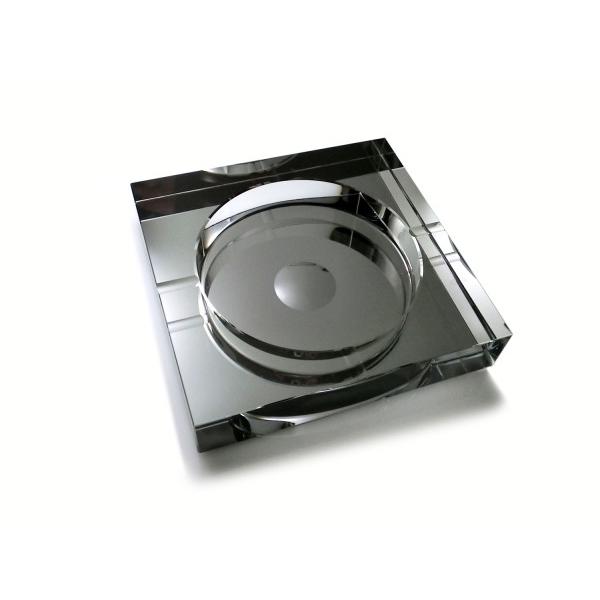 クリスタルガラス 水指 漆器黒い蓋付き 高岡銅器 山中漆器 ぐい呑み | HORN 黒漆 × ミスティシルバー | 喜泉