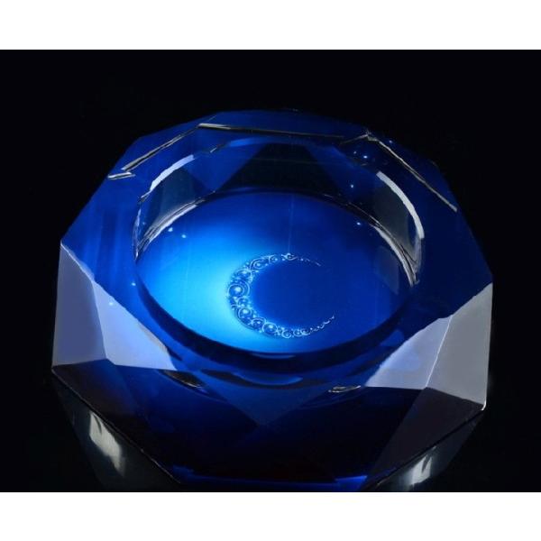 GREEM MARKET（グリームマーケット） 円形 アラウンド　八角形　多角形　灰皿 高級クリスタルガラス灰皿 月 ブルー 品番：GMS00083-20｜ghouse-ystore｜02
