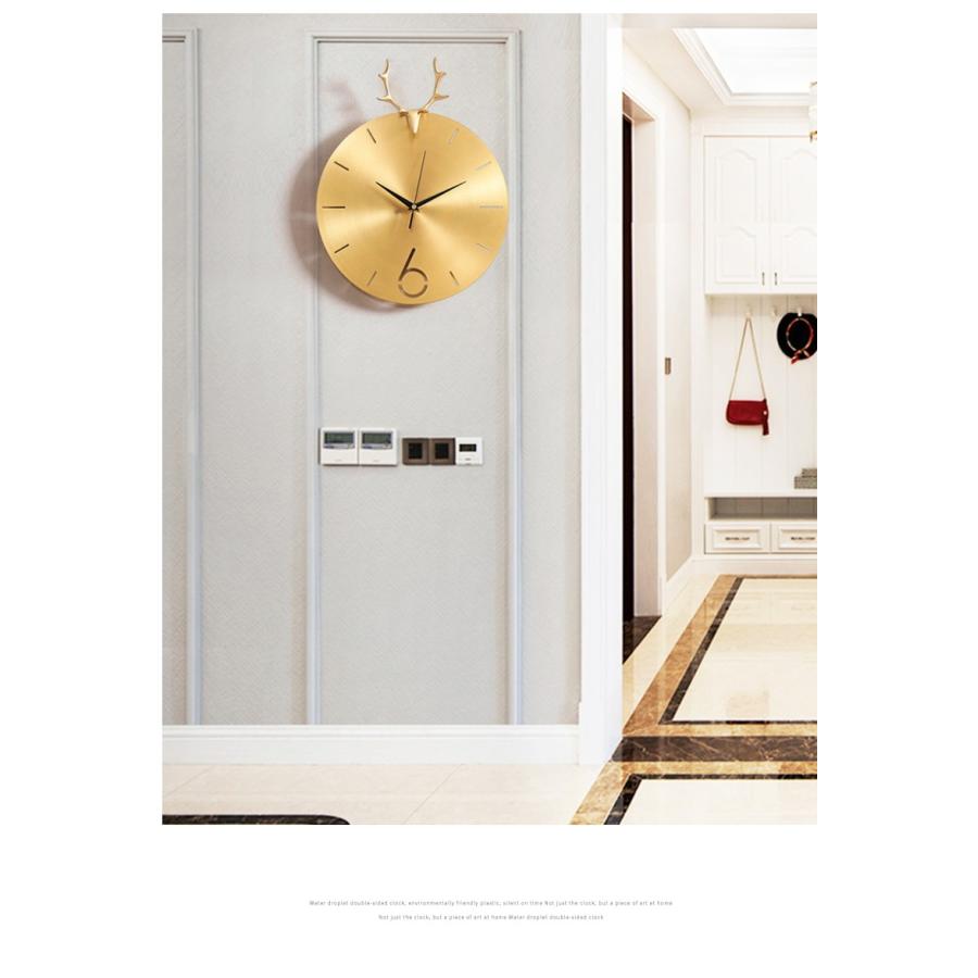 GMS02009 送料無料 北欧 鹿 トナカイ ゴールド 金色 時計 デザイン 連続秒針 金属製  銅製 高級 壁掛け 掛け時計 型番：GMS02009｜ghouse-ystore｜03