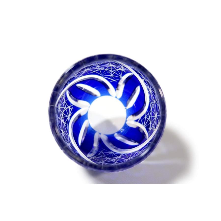 GMS02174 木箱付 工芸品 ガラス細工 切子グラス 日本酒 冷酒 菊