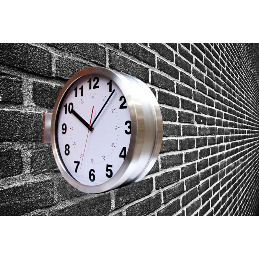 掛け時計 おしゃれ 壁掛け 時計 両面時計 モダン インダストリアル ミニマル デザイン メタル 金属製 ブラック シルバー 送料無料 GMS02281｜ghouse-ystore｜02