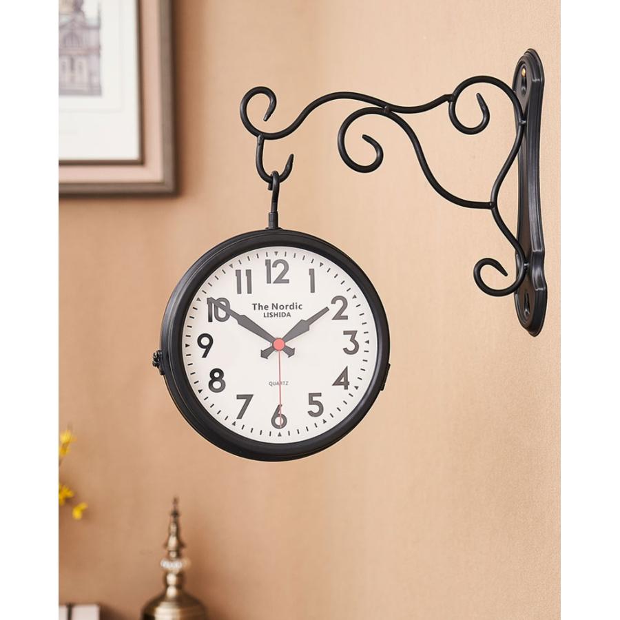 掛け時計 両面 両面時計 壁掛け 時計 送料無料 ブルックリン