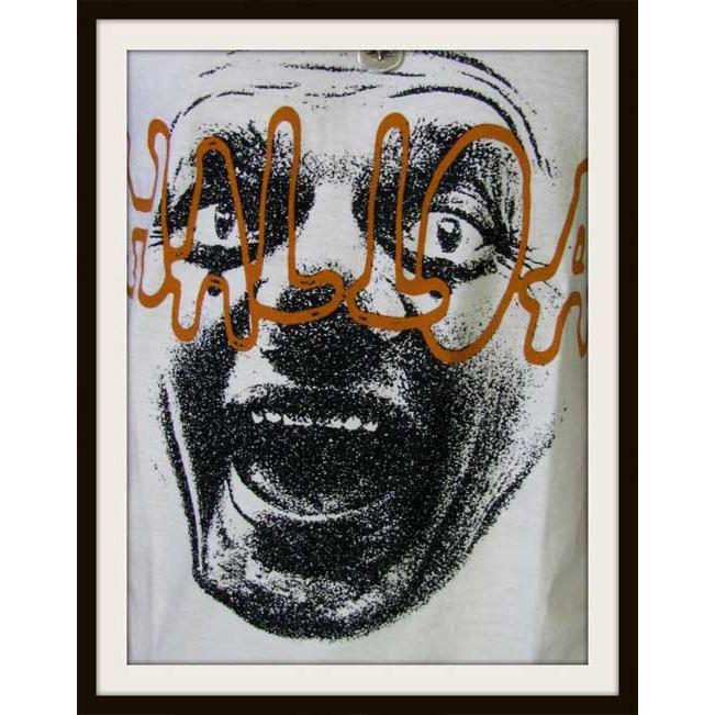 【閉店セール】メンズ 半袖Tシャツ アートプリント シャウト 叫び 面白Tシャツ Uネック ホワイト ワイン S〜L |  | 01