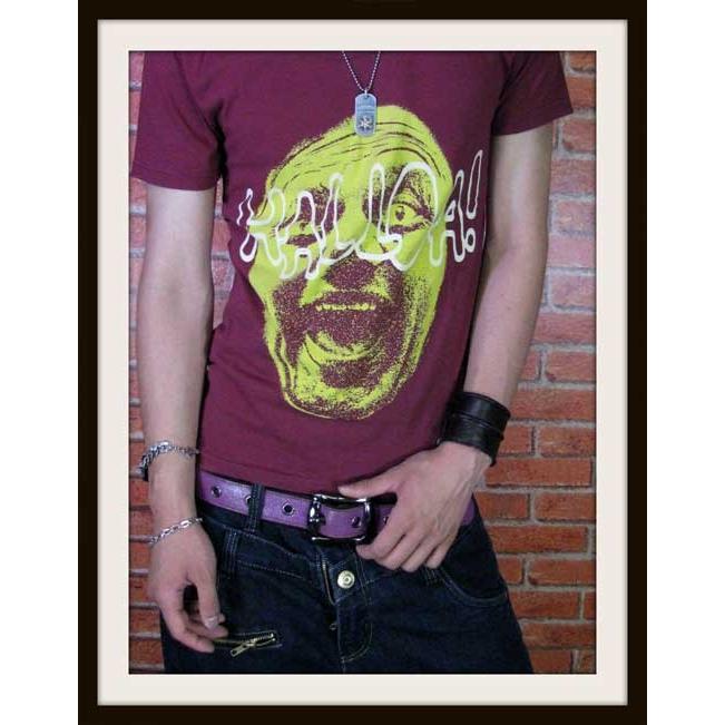 【閉店セール】メンズ 半袖Tシャツ アートプリント シャウト 叫び 面白Tシャツ Uネック ホワイト ワイン S〜L |  | 03