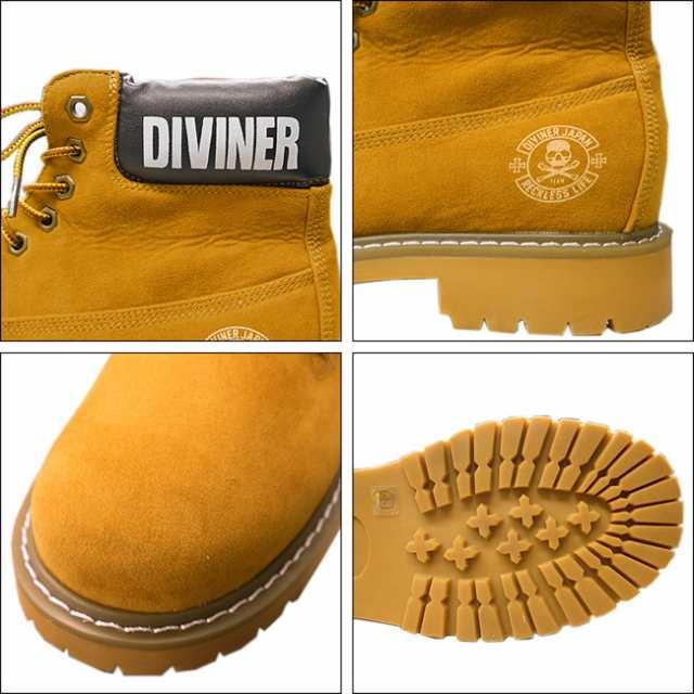 閉店セール】DIVINER ワークブーツ PUレザー スウェード メンズ ブーツ