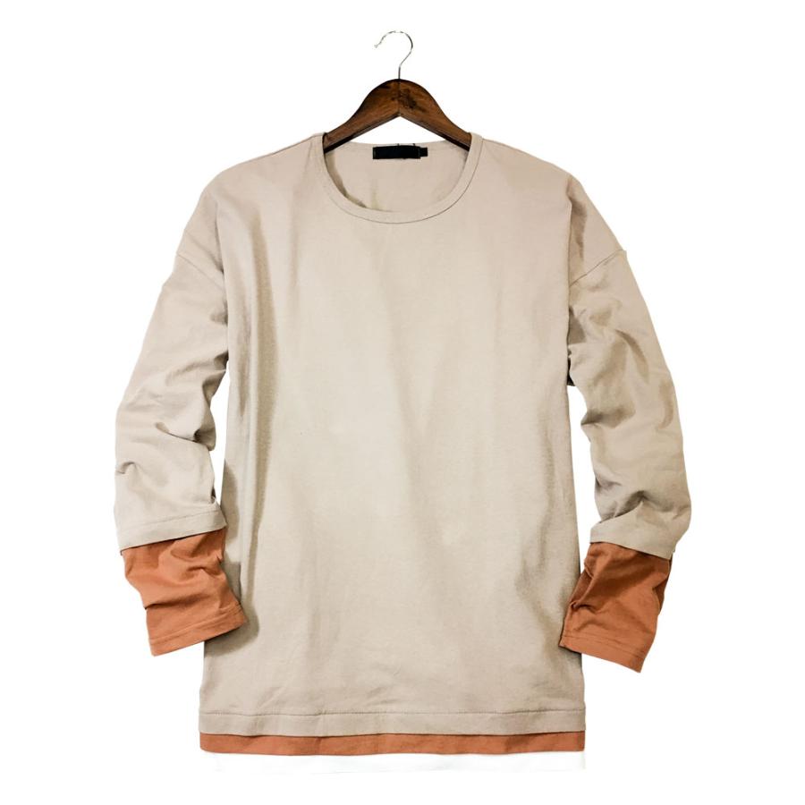 閉店セール】メンズ フェイクレイヤードロンT 長袖Tシャツ 無地 重ね着