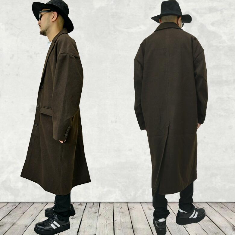 閉店セール】ビックシルエットVチェスターコート メンズ ウールライク