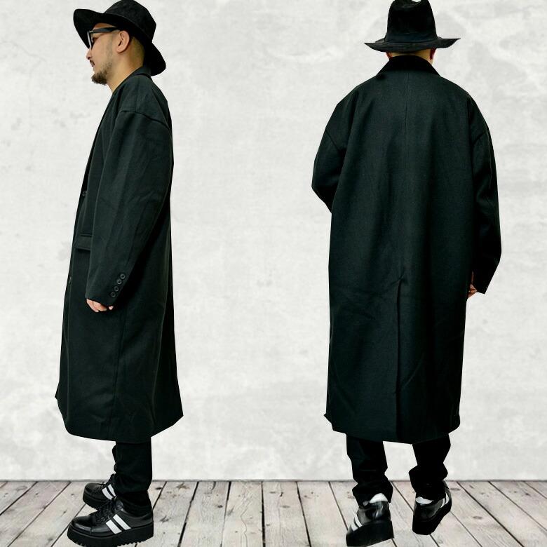 閉店セール】ビックシルエットVチェスターコート メンズ ウールライク