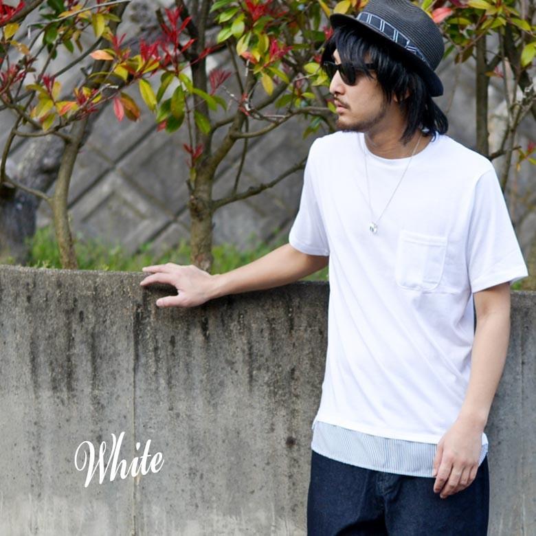 Tシャツ メンズ 半袖 プリント ストライプ ネックレス ネックレス付きフェイクレイヤード半袖tシャツ メンズtシャツ 無地tシャツ G H R Golden High Roller 通販 Yahoo ショッピング