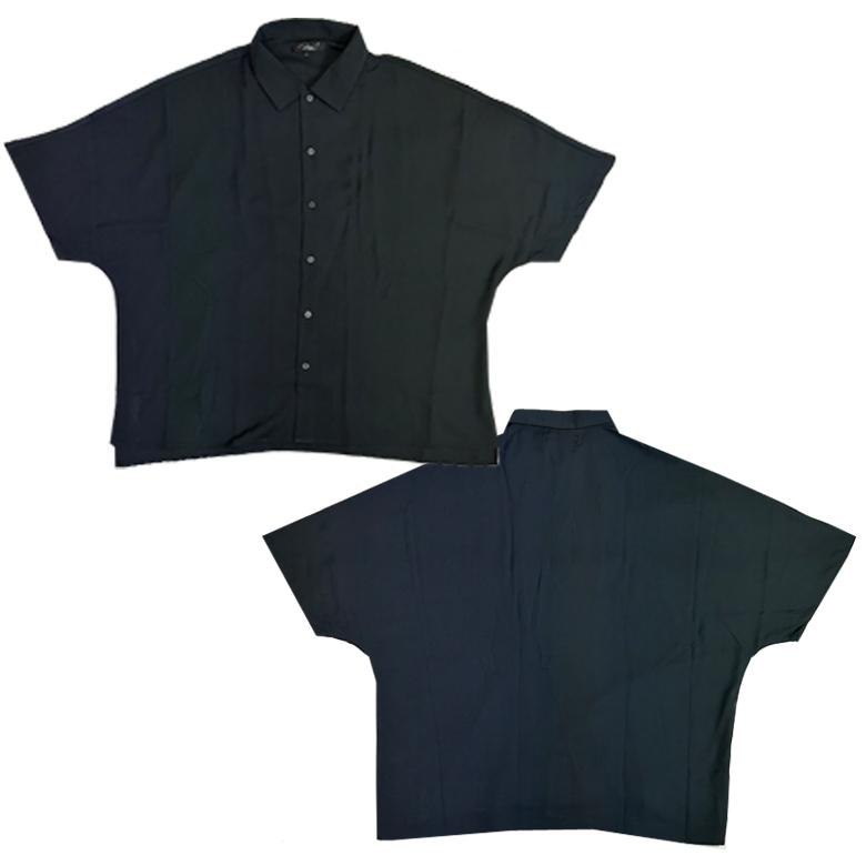 とろみ素材 ビックシルエットドレープ ドルマンドルマンスリーブ半袖メンズシャツ シャツ ビッグシャツ  大きい きれいめ 白　黒 ネコポス送料無料｜ghr-store｜13
