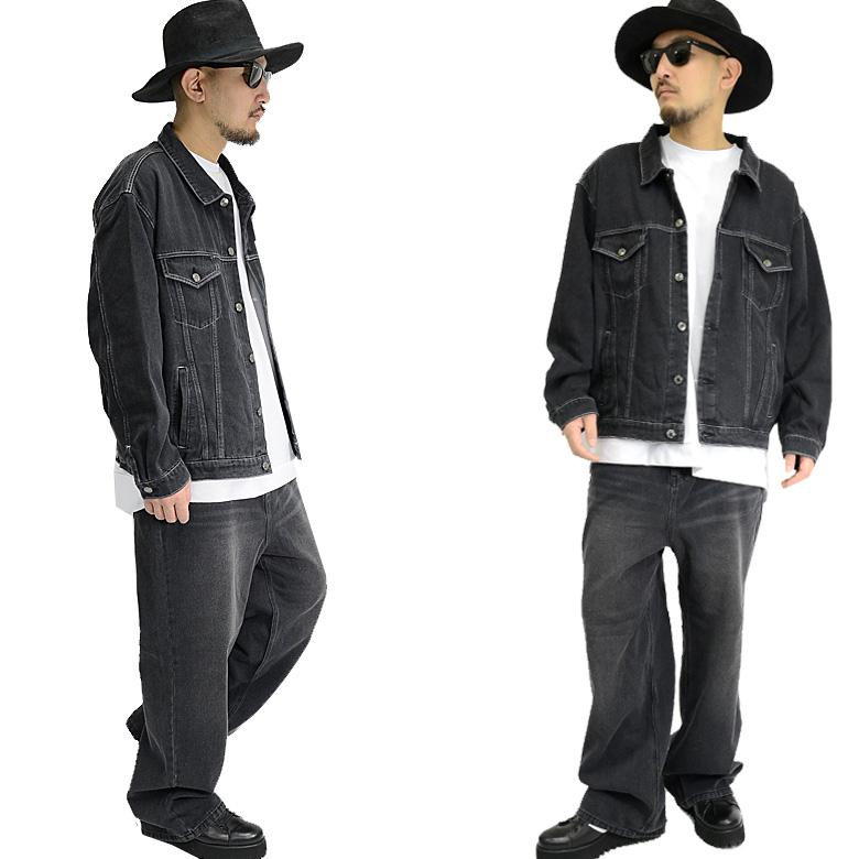 ワイド デニムジャケット & デニムパンツ 上下セット ビンテージ ワイド デニムジャケット & デニムパンツ 上下セット ビンテージ