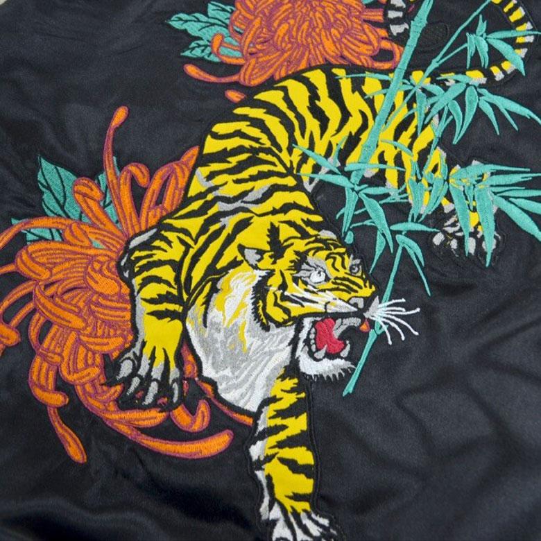 虎刺繍 和柄刺繍 サテン スカジャン 本格 刺繍!メンズ JKT 虎刺繍 和柄刺繍 サテン スカジャン 本格 刺繍!メンズ JKT