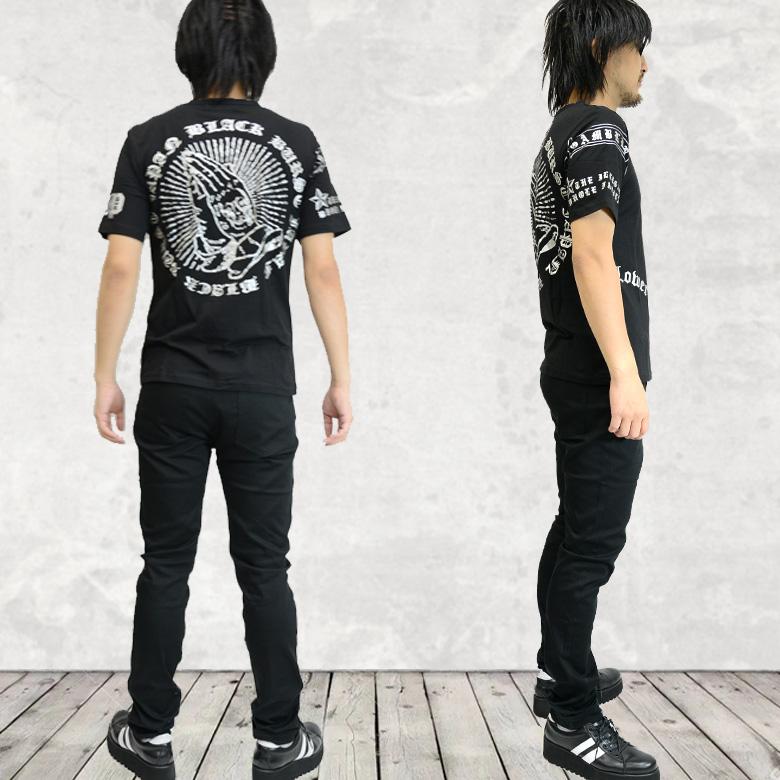 閉店セール】メンズ 半袖Tシャツ プレイハンドプリント ブラック
