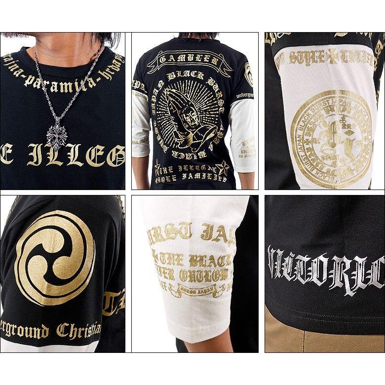 閉店セール】Tシャツ メンズ 6分袖Tシャツ 悪羅悪羅 ティーシャツ