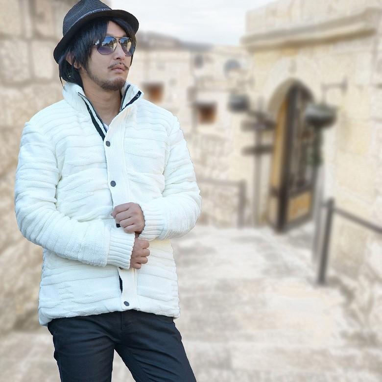 閉店セール】オルティガ編み込み中綿ニットジャケット ハイネック