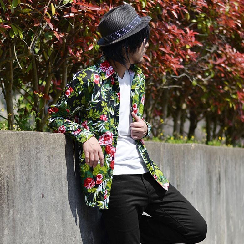 総柄シャツメンズシャツ 長袖シャツ ロングシャツ ガラシャツ