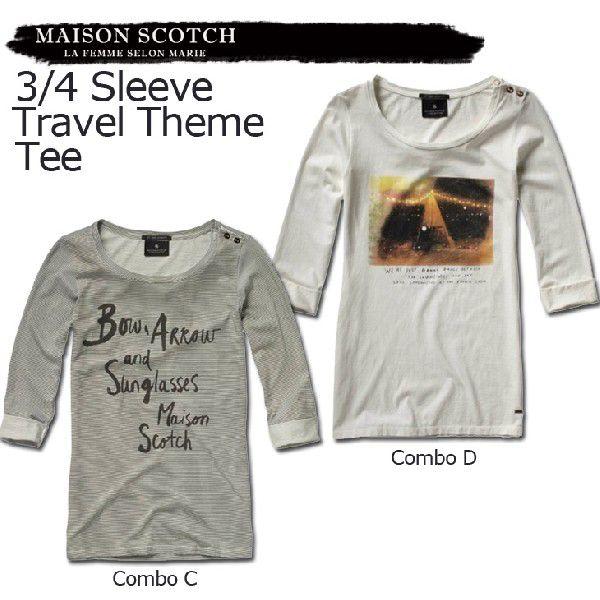 MAISON SCOTCH（メイソン スコッチ） 3/4 Sleeve Travel Theme Tee(3/4スリーブトラベルテーマ)Tシャツ｜giamb