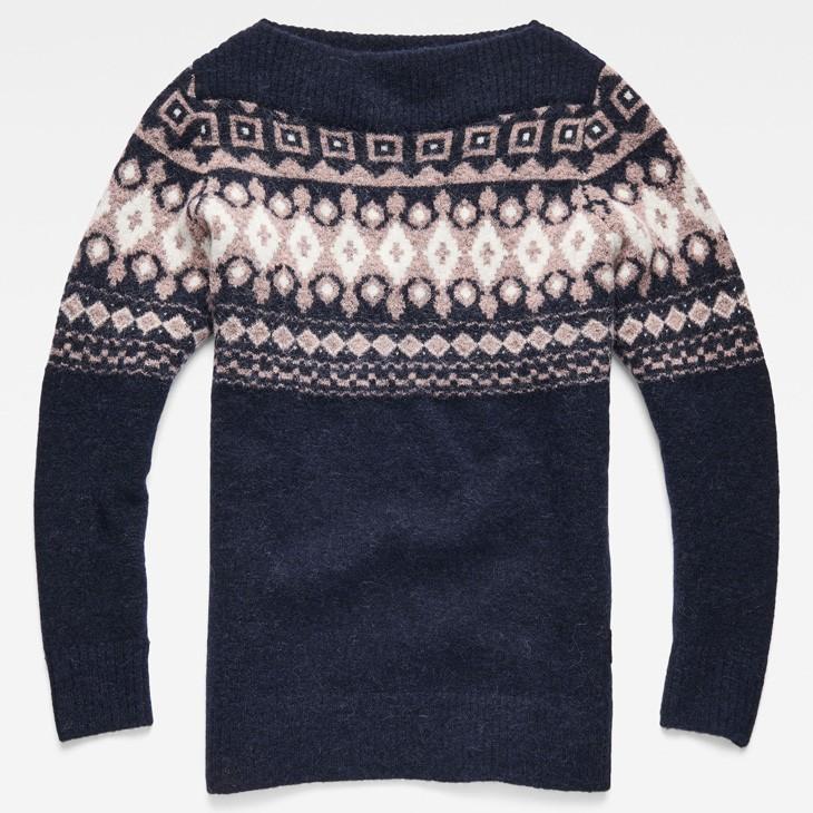 G-STAR RAW (ジースターロゥ) Jacquard Boat Knitted Sweater (ジャカードボートニットセーター) アジアンサイズ ルーズフィット ボートネックセーター｜giamb｜11