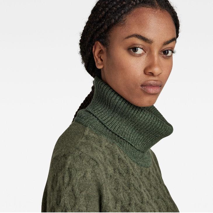 ハチヤーズ　タートルネック G-STAR RAW (ジースターロゥ) CABLE TURTLE KNIT(ケーブルタートル