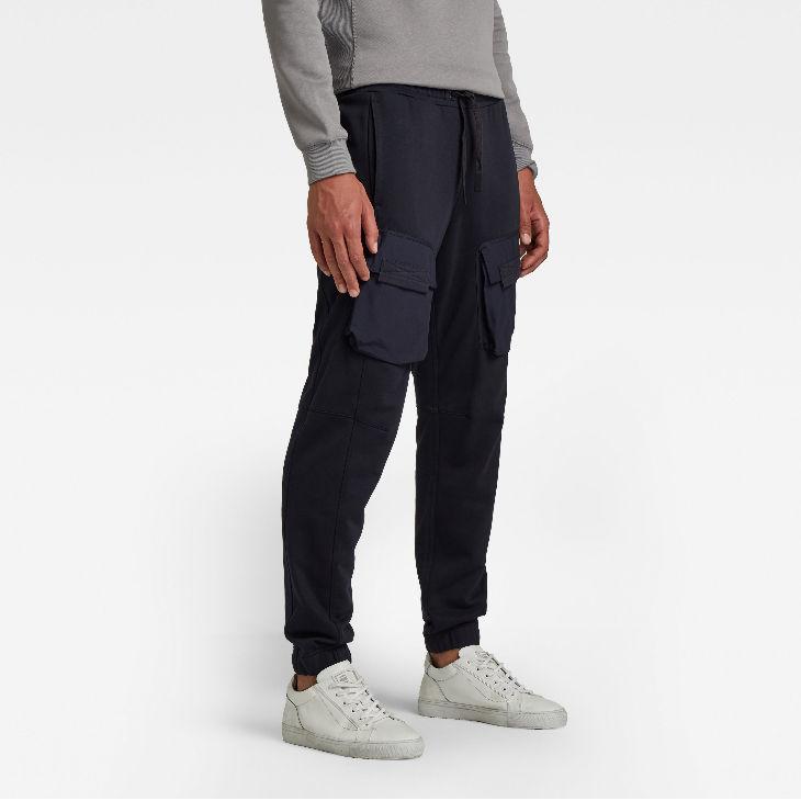 G-STAR RAW　WOVEN MIX カーゴスウェットPT　【M】　ブラック G-STAR RAW (ジースターロゥ) MIXED WOVEN CARGO SWEATPANTS