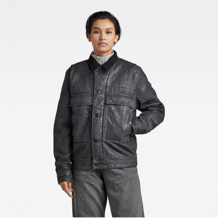 INTERIM RAW BLACK ジャケット サイズ4 G-STAR RAW (ジースターロゥ) UNISEX UTILITY FLAP POCKET LINED