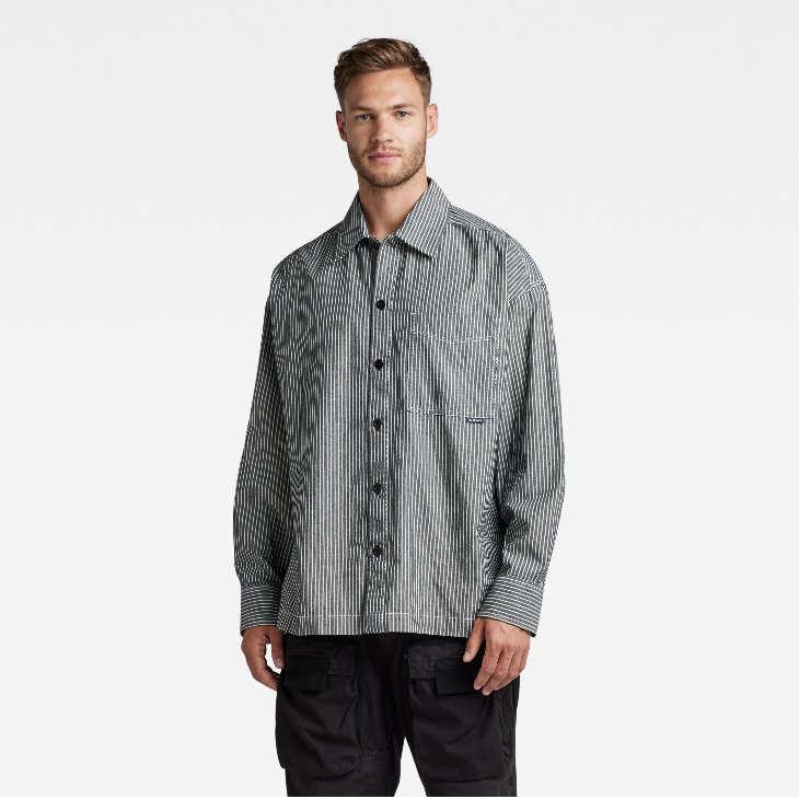 G-STAR RAW (ジースターロゥ) BOXY FIT SHIRT (リンスデッキストライプ