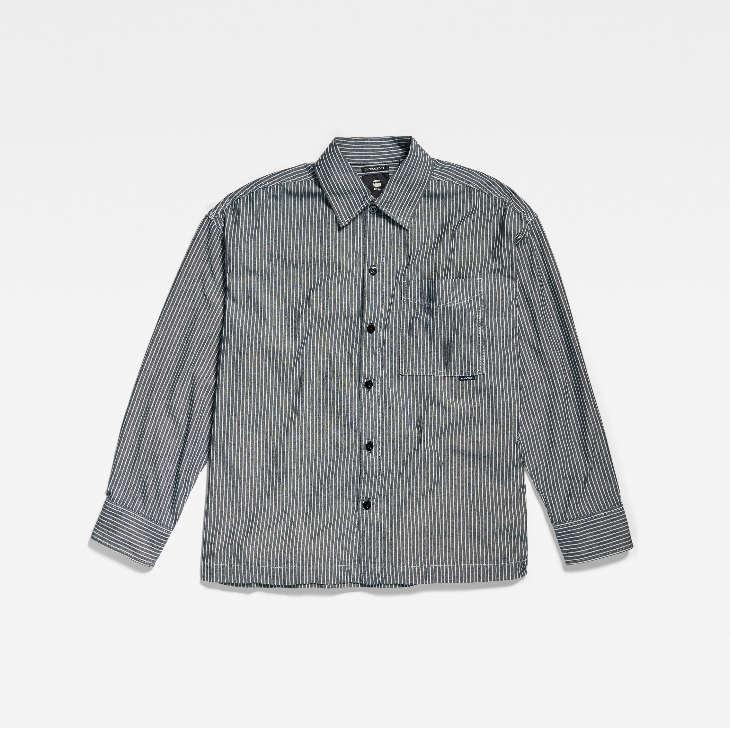 G-STAR RAW (ジースターロゥ) BOXY FIT SHIRT (リンスデッキストライプ