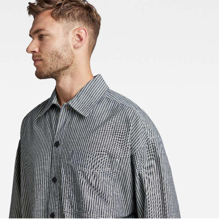 G-STAR RAW (ジースターロゥ) BOXY FIT SHIRT (リンスデッキストライプ