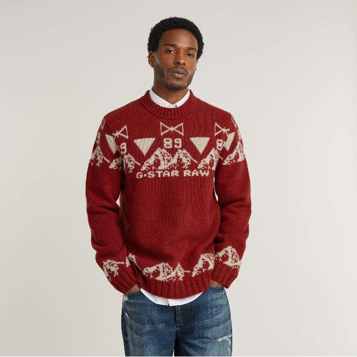 G-STAR RAW (ジースターロゥ) UNISEX HOLIDAY KNITTED SWEATER (ユニ 