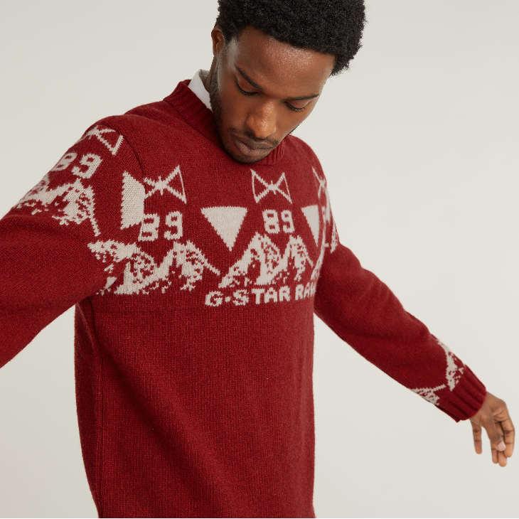 G-STAR RAW (ジースターロゥ) UNISEX HOLIDAY KNITTED SWEATER (ユニ 