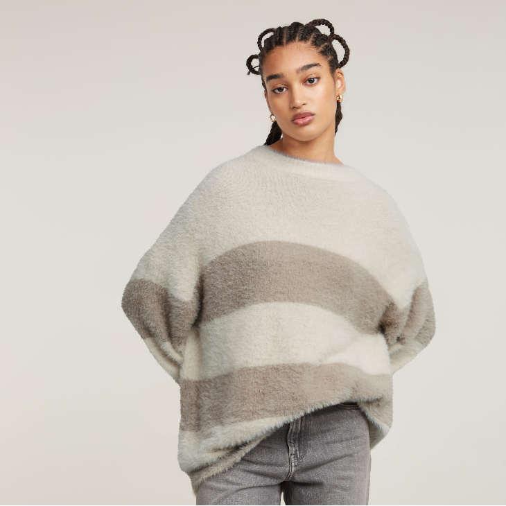 ☆新作☆新品未使用G/FOREジーフォア　ストライプニットドレス　sizeL G-STAR RAW (ジースターロゥ) FUZZY STRIPE LOOSE KNITTED SWEATER