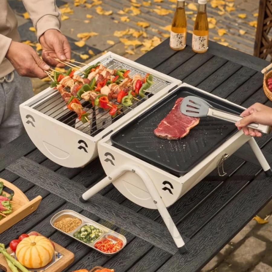 新品　キャンプ　バーベキューグリル 折り畳み camping バーベキューコンロ 鉄 コンパクト 折り畳み グリル BBQ