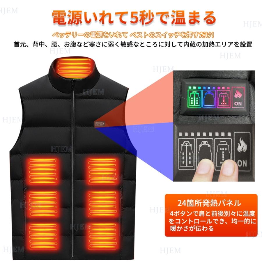 電熱ベスト ヒーターベスト 15箇所発熱 加熱ベスト 日本製繊維ヒーター