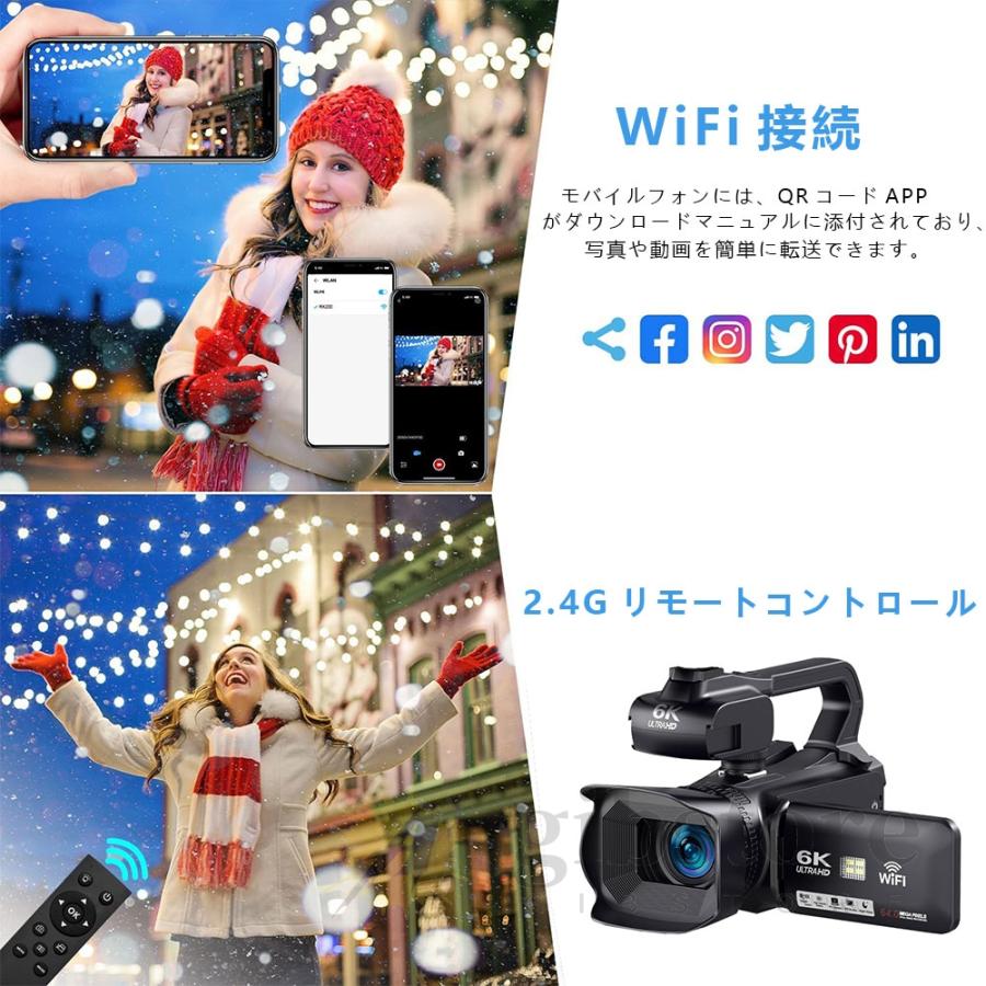 ビデオカメラ 6K DVビデオカメラ デジカメ 6400万画素 18倍