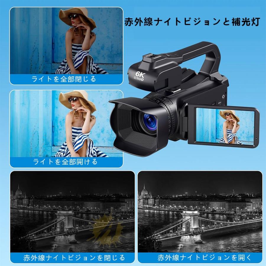 ビデオカメラ 6K DVビデオカメラ デジカメ 6400万画素 18倍