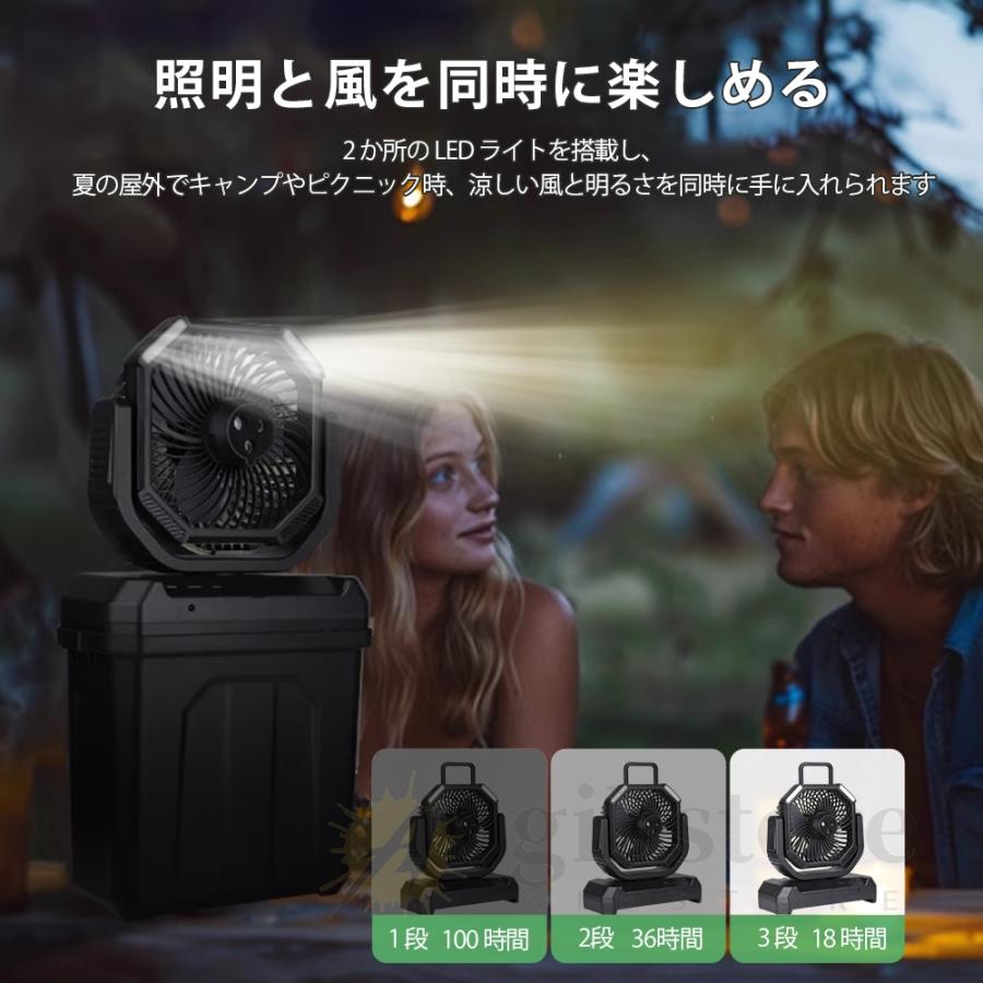 新品未使用 20時間稼働 扇風機 LED照明 ミスト 首振り モバイルバッテリー 2025新登場】扇風機 キャンプ 扇風機 ミストファン 20000mAh 大