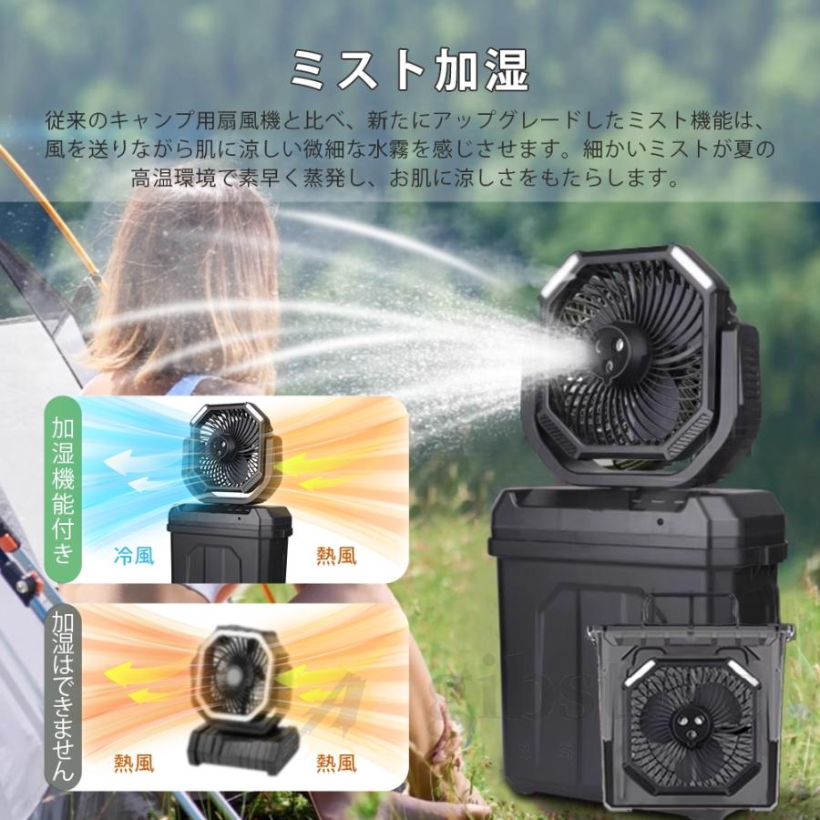 新品未使用 20時間稼働 扇風機 LED照明 ミスト 首振り モバイルバッテリー 2025新登場】扇風機 キャンプ 扇風機 ミストファン 20000mAh 大