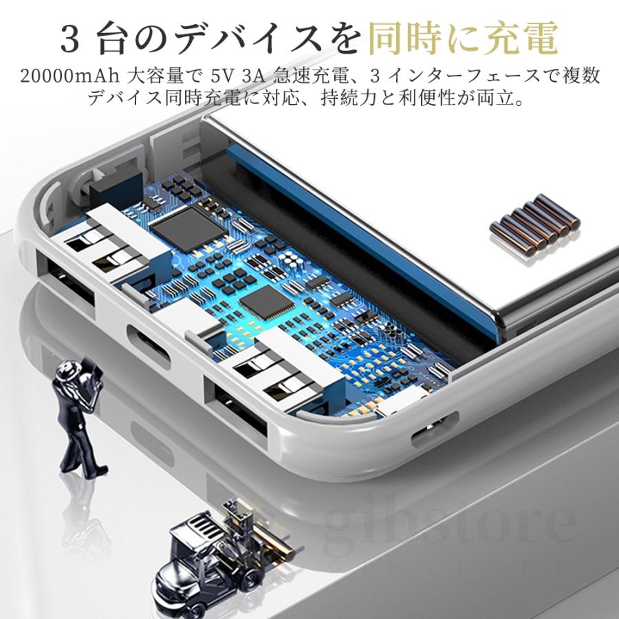 大容量モバイルバッテリー 急速充電 3台同時充電 モバイルバッテリー 20000mAh大容量 3台同時充電 小型 軽量 携帯充電器