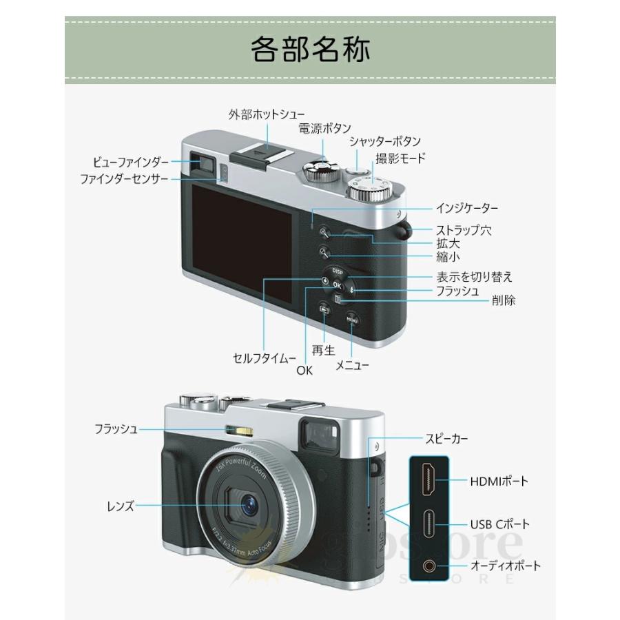 デジタルカメラ 4K 4800w画素 小型 軽量 高画質 光学ファインダー