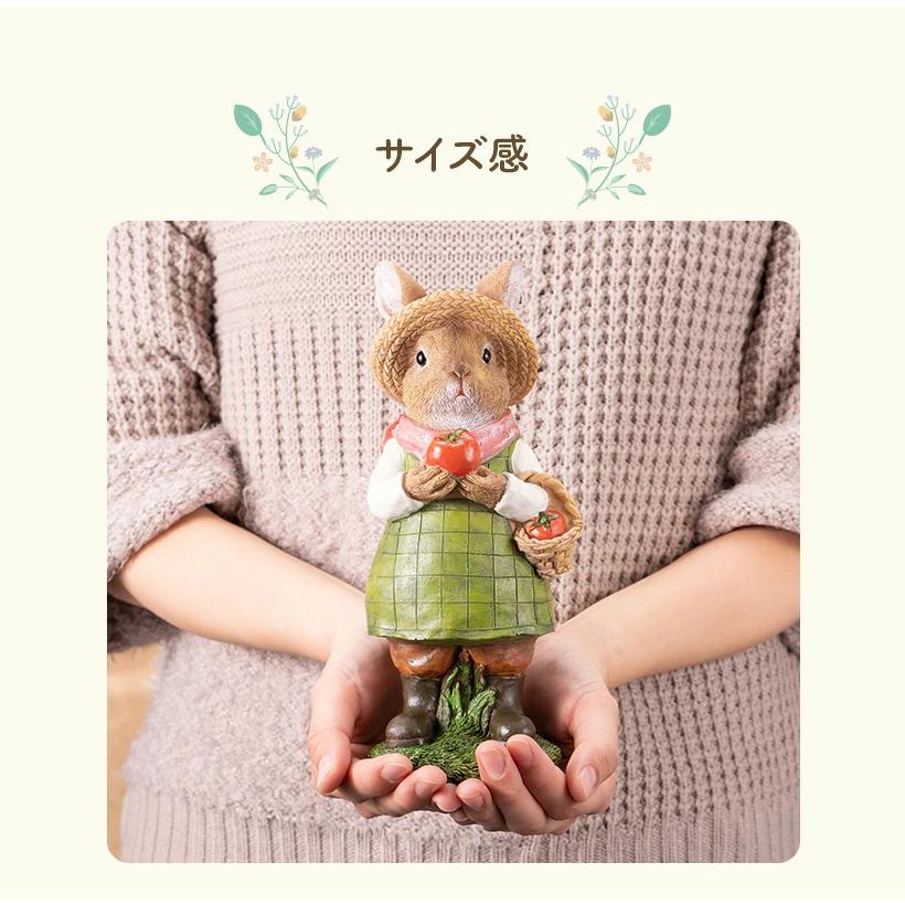 うさぎさんとトマト　男の子＆女の子セット　ラビット　庭　ガーデニング　室内　雑貨 ラビットファミリー うさぎ 樹脂 置物 ペア 2個組【誕生日】ラビット