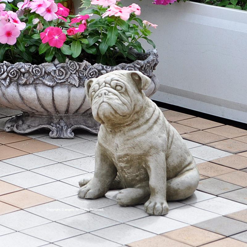 送料無料】ストーン ブルドッグ 英国製 犬置物 ヨーロッパ