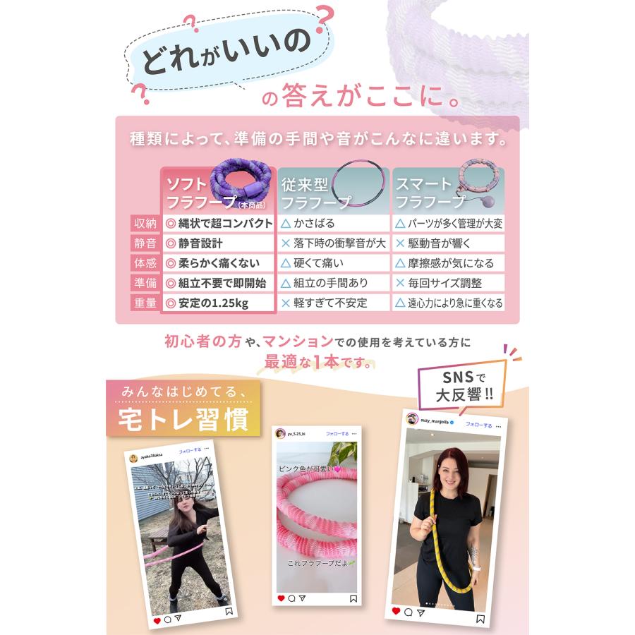 フィットネスインストラクター監修】 ソフトフラフープ 1.25kg 2畳の