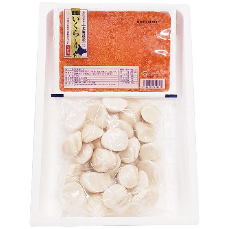 ギフト プレゼント 網走水産 北海道産 いくら ほたて  いくら醤油漬150g お刺身ほたて貝柱400g 贈物  お中元 お歳暮 敬老の日 お礼 送料無料の画像